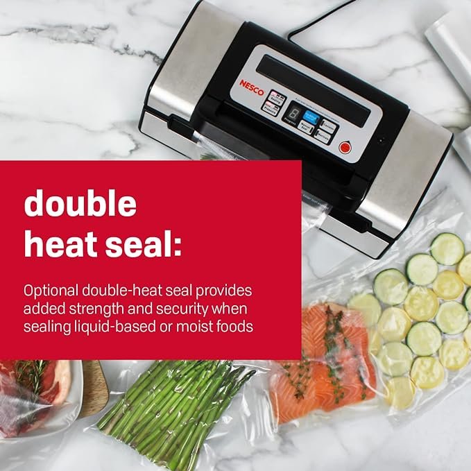 Photograph of the Nesco VS-12 Vacuum Sealer - one of the best vacuum sealers - showing the double heat seal