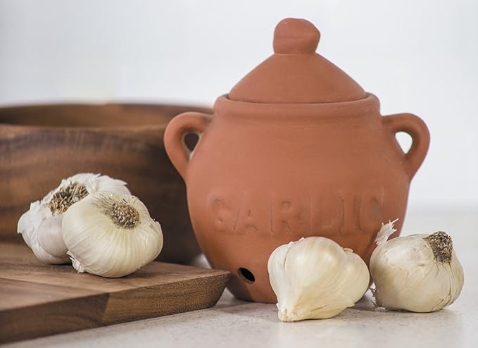 Photograph of the Fox Run Terracotta Garlic Keeper - one of the best garlic pots
