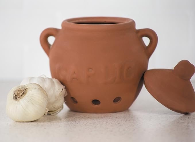 Photograph of the Fox Run Terracotta Garlic Keeper - one of the best garlic pots