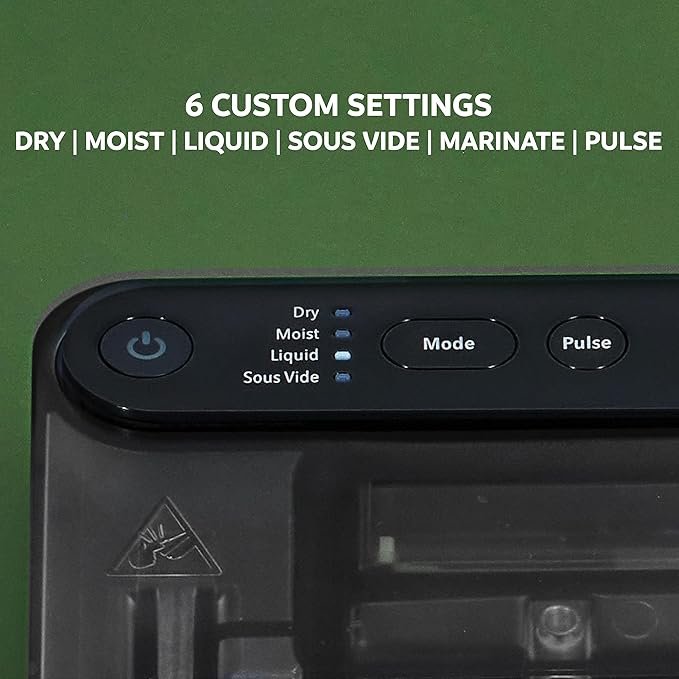 Photograph of the FoodSaver Elite All-in-One Liquid+ - one of the best vacuum sealers - showing it's 6 custom settings