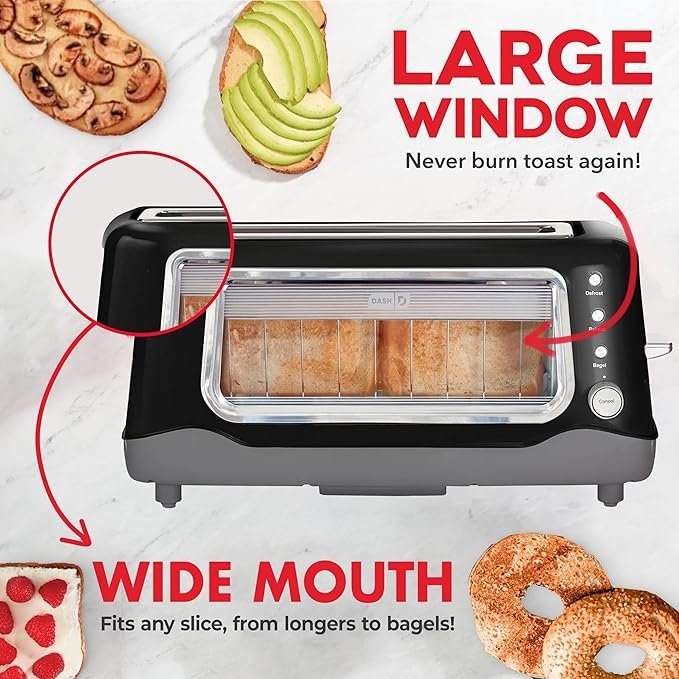 Photograph of the DASH Clear View Toaster with Extra Wide Slots - one of the best toasters