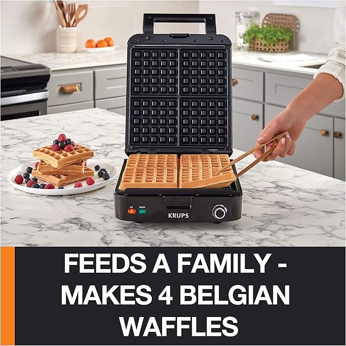 Photograph of the Best "Belgian" Pick: KRUPS 4-Slice Belgian Waffle Maker