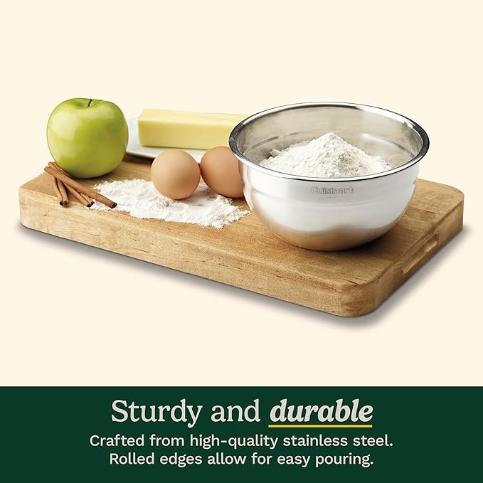Photograph of Cuisinart Stainless Steel Mixing Bowls with Lids, one of our picks for best mixing bowls in 2025