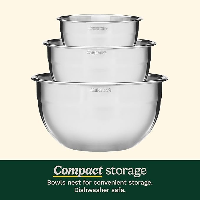 Photograph of Cuisinart Stainless Steel Mixing Bowls with Lids, one of our picks for best mixing bowls in 2025