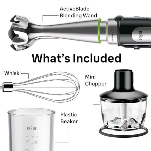 Photograph of the Braun MultiQuick Seven Three in One, one of the best immersion blenders