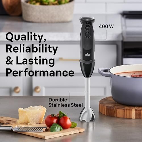 Photograph of the Braun MQ5025 Hand Blender Multiquick Vario, one of the best immersion blenders