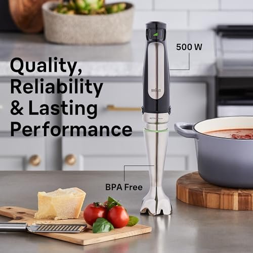 Photograph of the Braun MultiQuick Seven Three in One, one of the best immersion blenders
