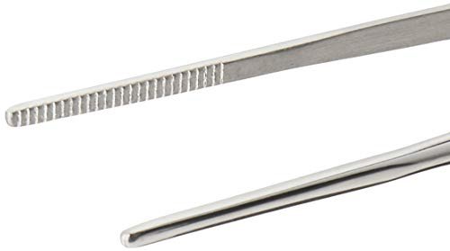 Photograph of the Mercer Culinary 18-8 Stainless Steel Chef Plating Tongs, Offset Tip, 6-1/2 Inch one of the Best Kitchen Tongs