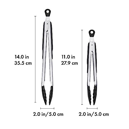 Photograph of the OXO Good Grips 2-Piece Tongs with Nylon Heads Set one of the Best Kitchen Tongs