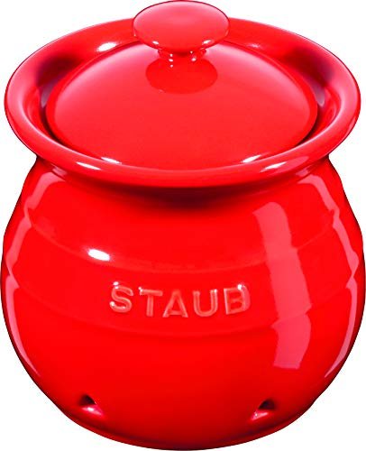 Photograph of the Staub 40511-580 Garlic Keeper Cherry, Ceramic, Garlic Storage one of the Best Garlic Pots