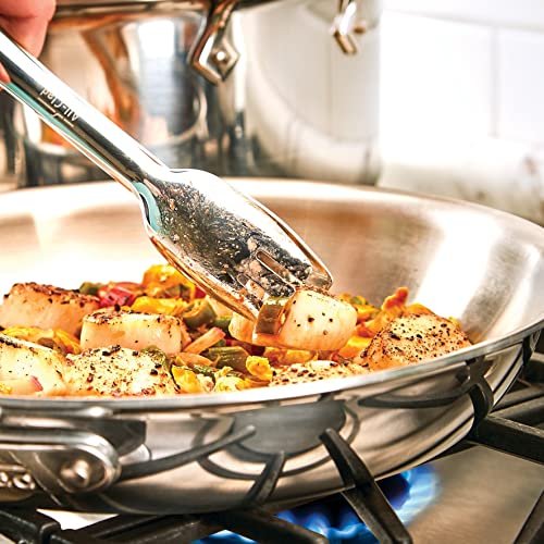 Photograph of the All-Clad Specialty Stainless Steel Kitchen Gadgets Serving Tongs Kitchen Tools, Kitchen Hacks Silver one of the Best Kitchen Tongs
