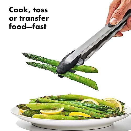 Photograph of the OXO Good Grips 2-Piece Tongs with Nylon Heads Set one of the Best Kitchen Tongs
