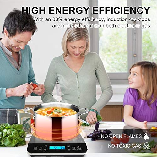 Photograph of the Duxtop Portable Induction Cooktop Burner, Induction Hot Plate with LCD Sensor Touch 1800 Watts, Silver 9600LS/BT-200DZ one of the Best Induction Cooktops