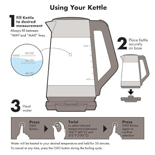 Photograph of the OXO Brew Adjustable Temperature Kettle, Electric, Clear one of the Best Kettles