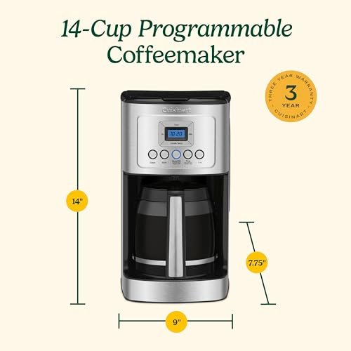 Photograph of the Cuisinart 14-Cup Programmable Coffee Maker, PerfecTemp Glass Carafe, Brew Strength Control, DCC-3200NAS one of the Best Coffee Makers